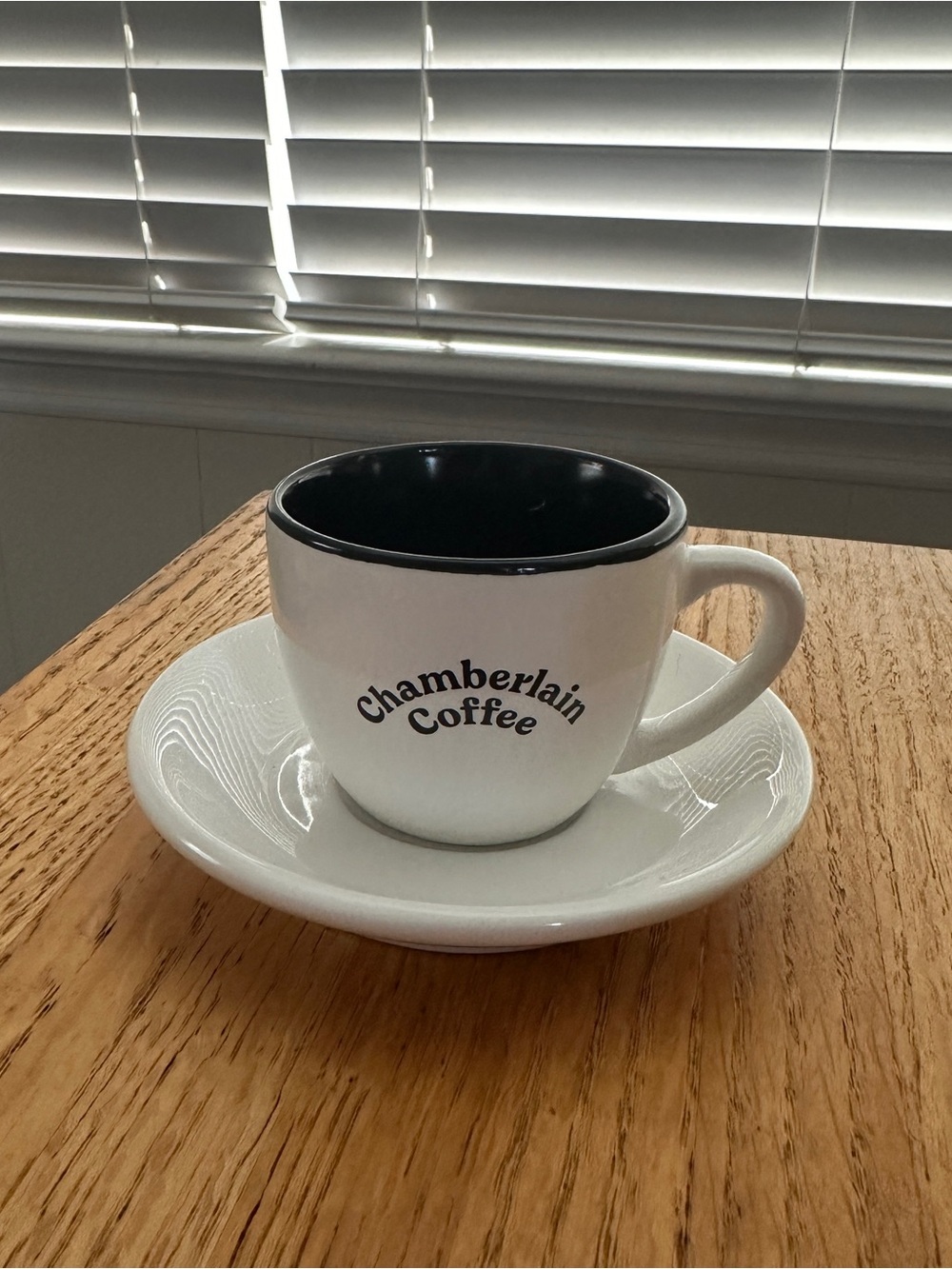 White & Black Ceramic Espresso Cup and Saucer